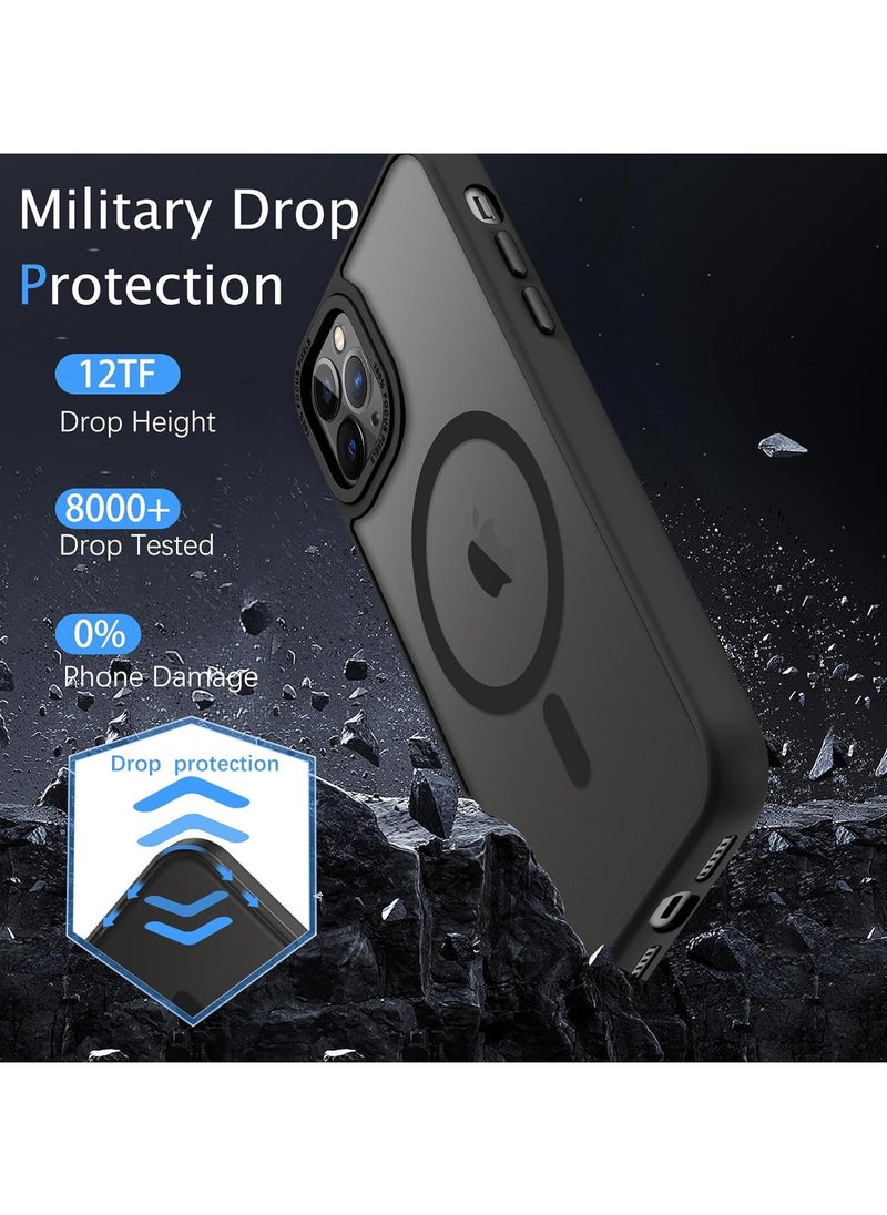 Denx - Magnetic Case for iPhone 11 Pro Max 6.5-Inch Compatible with MagSafe, Translucent Matte Back Slim Shockproof Phone Cover (Black) - Image 1