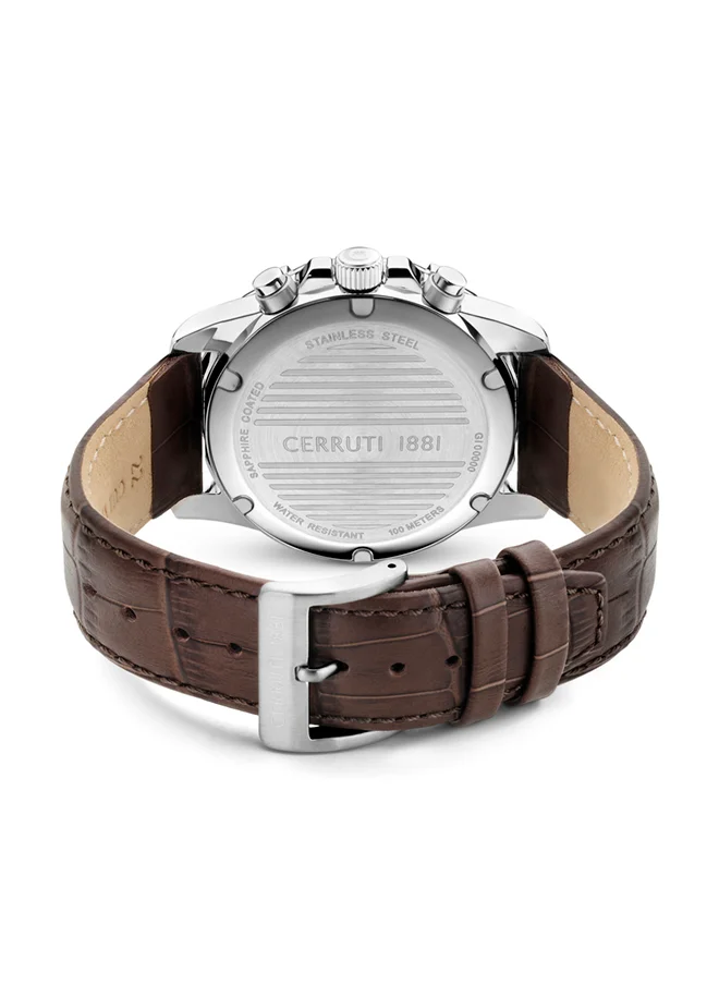 شيروتي 1881 Men's Analog Round Shape Leather Wrist Watch CIWGC2224402 - 43 Mm