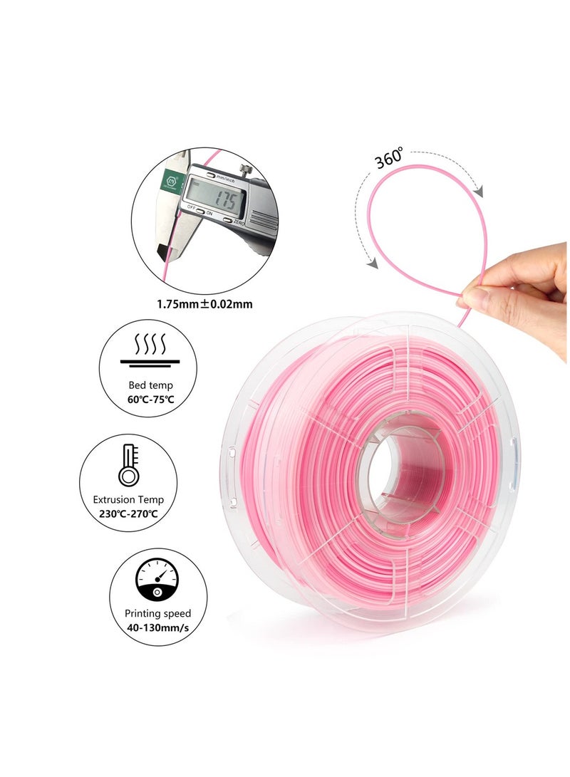 SYOSI Gradient Translucent PETG 3D Printer Filament, PETG Filament 1.75mm, Color Change Filament PETG Pink & White, Multicolor Filament PETG 1.75mm 1Kg Spool for Most 3D Printers - Image 5