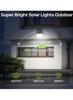 Generic Solar Outdoor Lights, 3500LM LED Flood Lights with 16.4 Ft Cable, Remote Control Solar Motion Sensor Lights with 3 Modes, Solar Powered Security Lights for Outside Patio, Yard, Garage  - Image 3
