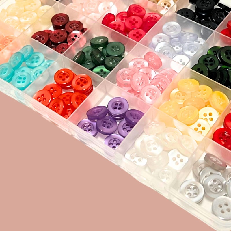 Troyune 480 pcs Resin Buttons for Sewing, 11.5mm 4-Hole Flat Shank Buttons, 24 Assorted Pearlized Colors for Crafting, Clothing, DIY Projects - with Convenient Storage Case - Image 3