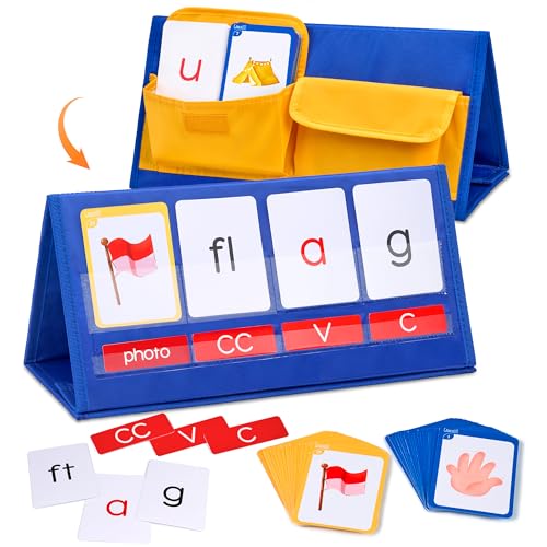 Gamenote Word Building Desktop Pocket Chart CVCC CCVC Word Phonics GameSight Words Flash Cards Kindergarten Classroom Must HavesBlending Board for Kids Learning Reading and Spelling - Image 1