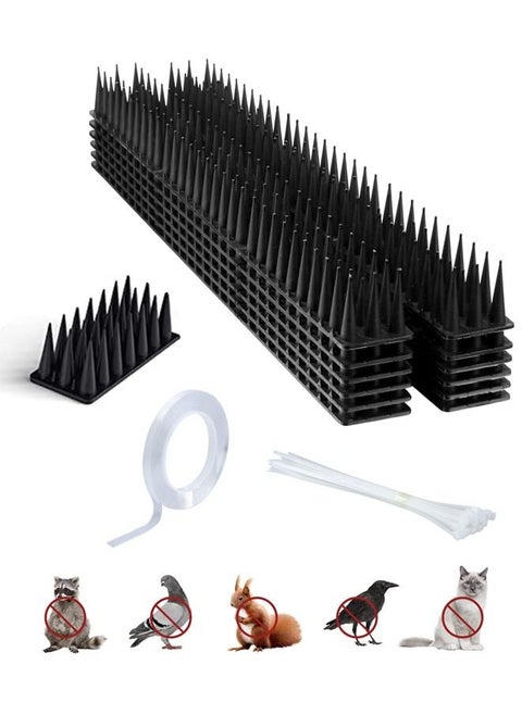 12 Pcs Bird Spikes Bird Deterrent Spikes for Small Birds Pigeon Squirrel Cats Bird Repellent Spikes for Outside to Keep Birds Away, Anti Bird Plastic Fence Spikes for Railing and Roof