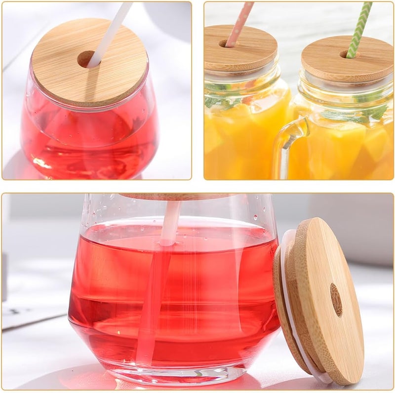 TIDTALEO 2pcs Jar Lids with Straw Hole, 70mm Leak-proof Mug Covers, Reusable Sealing Lids for Glass Mason Jars and Beverage Cups, Eco-friendly Household Kitchen Accessory - Image 5