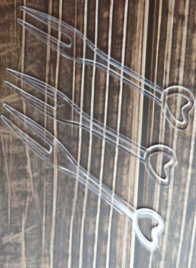 هونكيندا ٥٠٠ قطعة من أعواد الكوكتيل البلاستيكية للاستخدام مرة واحدة، وشوك الفاكهة، وشوك الكيك الصغيرة الشفافة على شكل قلب، ولوازم الحفلات، وأطباق المقبلات، وشوك الحلوى - Image 3