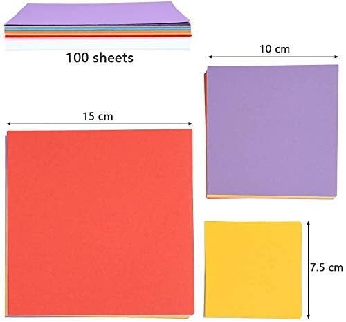 Yimaa 1000 Sheets Origami Paper Assorted Sizes DIY Paper Crafts Double Sided Square Paper for Kids Fold Cranes, Rose, Flowers, Rabbit, Airplanes, Hearts, Dinosaur in 10 Colors - Image 2
