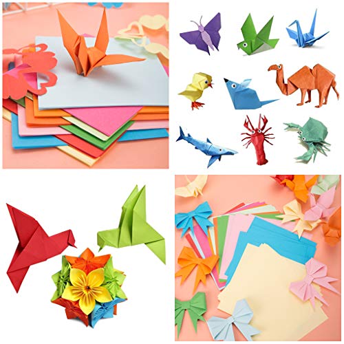 Yimaa 1000 Sheets Origami Paper Assorted Sizes DIY Paper Crafts Double Sided Square Paper for Kids Fold Cranes, Rose, Flowers, Rabbit, Airplanes, Hearts, Dinosaur in 10 Colors - Image 4