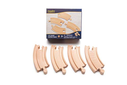 maxim enterprise, inc. Short Curved Track, Wooden Train Tracks Compatible with Thomas & Friends, Brio Train, and All Major Brand Wooden Train Set and Railway Accessories, 4 Pack, 3" Long - Image 3