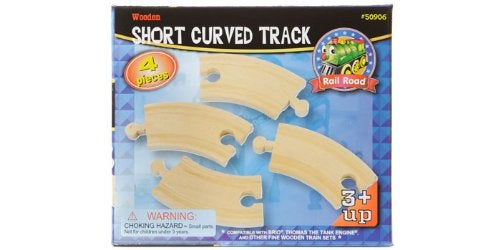 maxim enterprise, inc. Short Curved Track, Wooden Train Tracks Compatible with Thomas & Friends, Brio Train, and All Major Brand Wooden Train Set and Railway Accessories, 4 Pack, 3" Long - Image 2