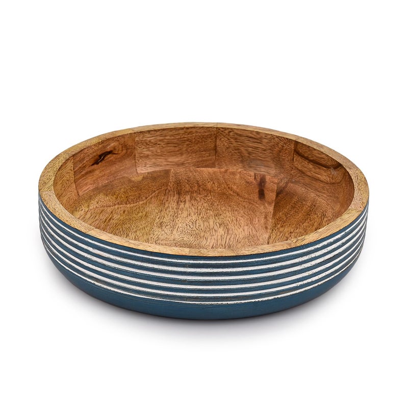 BHAVATU Decorative Bowls Mango Wood for Home DÃ©cor Unique Table Centerpieces, Wooden Home Decor Accents for Farmhouse Rustic Style (10" X 10" X 2.5") - Image 1