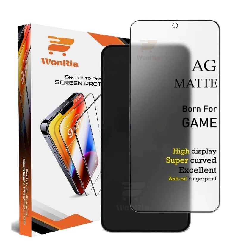 WonRia Matte Screen Guard Protector for Samsung M35 (5G) Matte Tempered Glass Edge to Edge [Anti-FingerPrint | Anti-Glare | Shinning Border] - installation Kit - Image 1