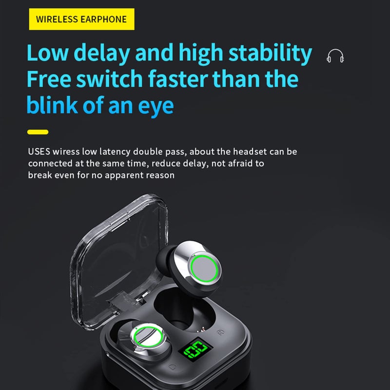 Ashata True Earbuds 5.3 Headphones with Charging Case, IPX8 Waterproof, Touch Control, Built in Mic, Premium Deep Bass, Black (2022 Upgraded) - Image 5