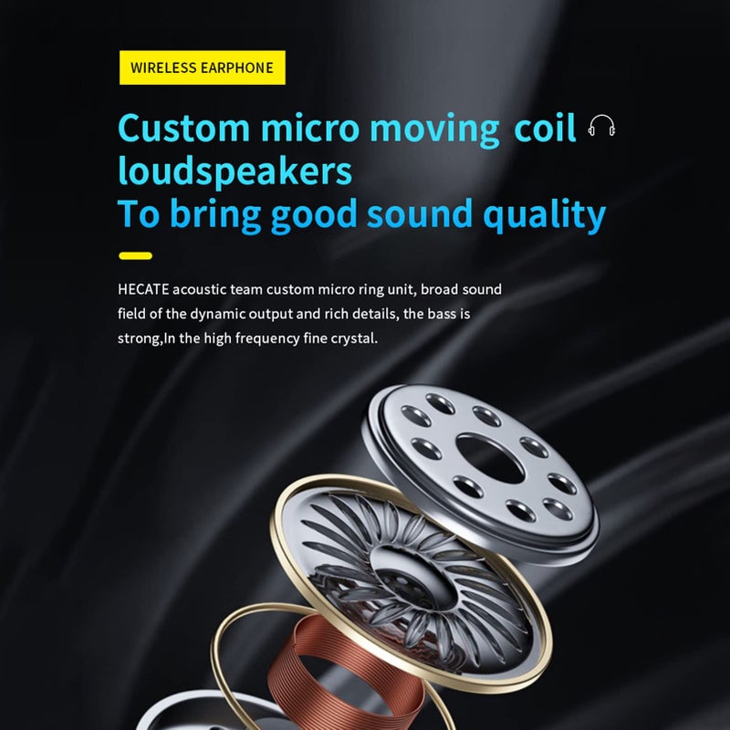 Ashata True Earbuds 5.3 Headphones with Charging Case, IPX8 Waterproof, Touch Control, Built in Mic, Premium Deep Bass, Black (2022 Upgraded) - Image 4