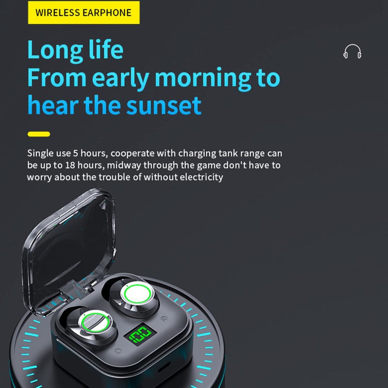 Ashata True Earbuds 5.3 Headphones with Charging Case, IPX8 Waterproof, Touch Control, Built in Mic, Premium Deep Bass, Black (2022 Upgraded) - Image 3