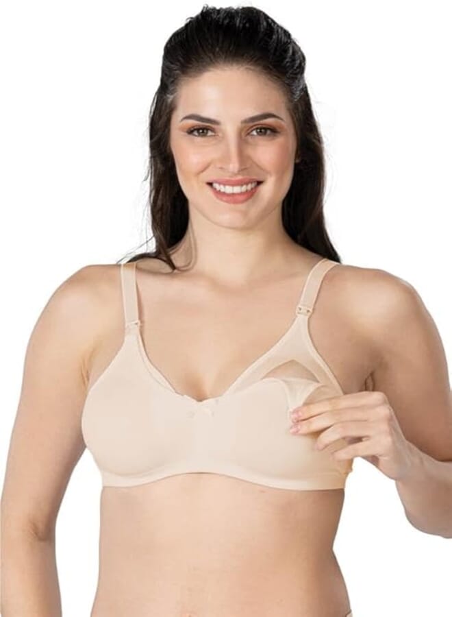 Cotton Maternity Nursing Bra for Women (Beige, 100B) 