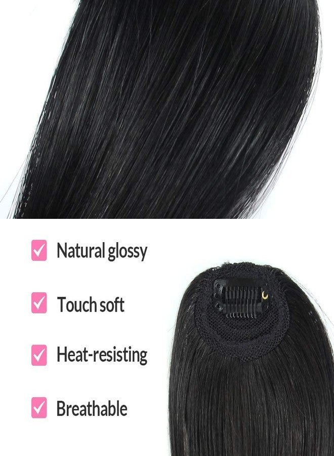 Dsoar Clip in Side Bangs Real Human Hair Bang Natural Clip on Straight Fringe Hair Extension (Jet Black, 5.5cm) - Image 4