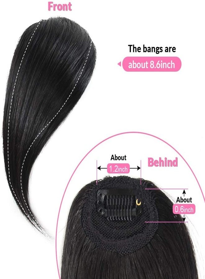 Dsoar Clip in Side Bangs Real Human Hair Bang Natural Clip on Straight Fringe Hair Extension (Jet Black, 5.5cm) - Image 2