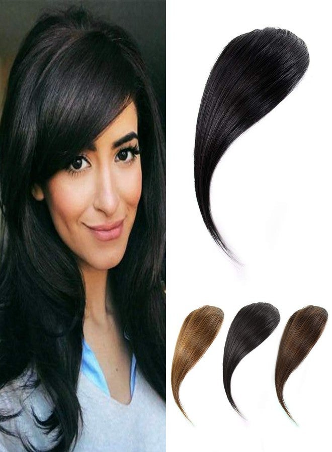 Dsoar Clip in Side Bangs Real Human Hair Bang Natural Clip on Straight Fringe Hair Extension (Jet Black, 5.5cm) - Image 1