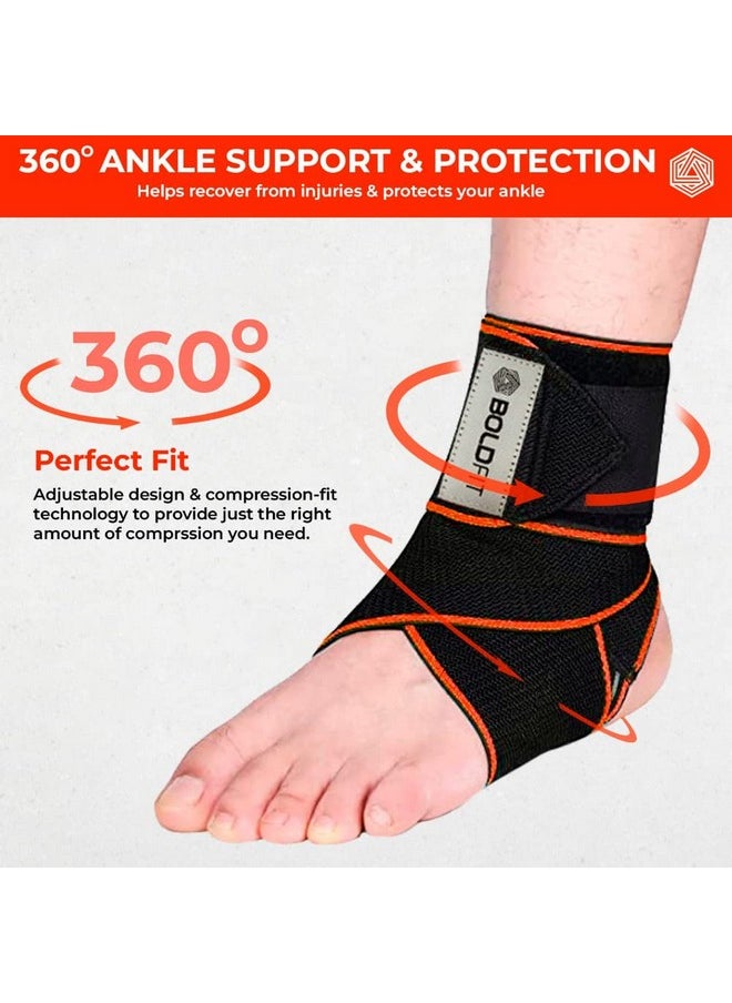 BOLDFIT - Boldfit Premium Ankle Support Compression Brace for Injuries, Ankle Protection Guard Helpful In Pain Relief and Recovery. Ankle Band For Men & Women (Ankle Compression Strap) - Image 1