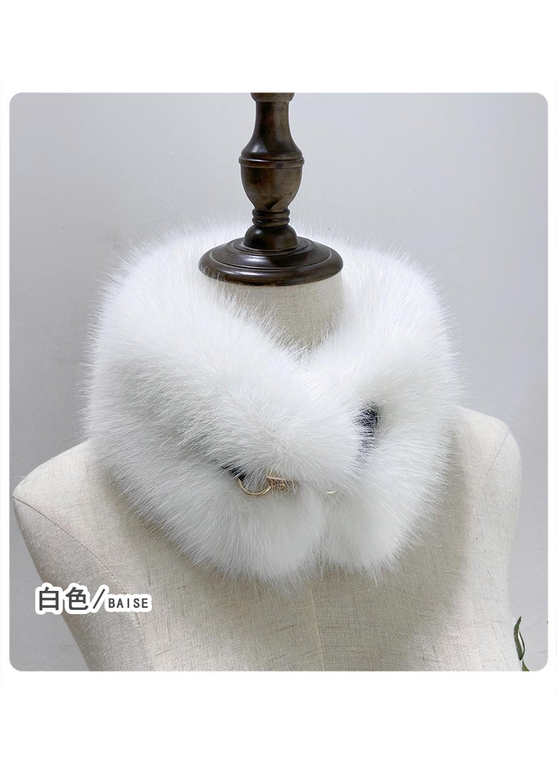 Generic - Faux Fox Fur Collar Warm Scarf for Women White - Image 1