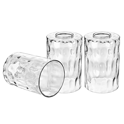 Canomo 3 Packs Hammered Glass Light Shade Cylinder Water Ripple Glass Lamp Shade Replacement 6 Inch Height Fit 2-1/4 Fitter for Wall Lamps Chandeliers or Ceiling Lamps - Image 1