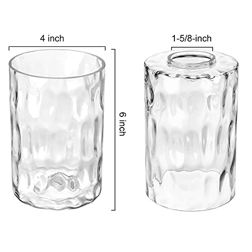 Canomo 3 Packs Hammered Glass Light Shade Cylinder Water Ripple Glass Lamp Shade Replacement 6 Inch Height Fit 2-1/4 Fitter for Wall Lamps Chandeliers or Ceiling Lamps - Image 2