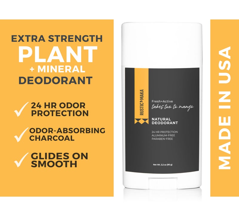 Rustic MAKA Natural Deodorant, Takes Two To Mango (Mango + Lime), Free of Aluminum, Baking Soda & Parabens, Activated Charcoal + Magnesium, Continuous Odor Control - Image 2