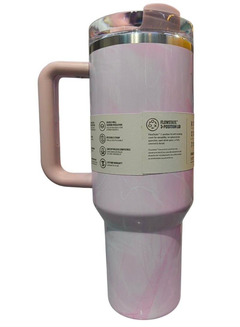 كوب Stanley Quencher H2.0 FlowState من الفولاذ المقاوم للصدأ، مزود بتقنية العزل بتفريغ الهواء وغطاء وماصة؛ مناسب للماء والشاي أو القهوة المثلجة ومشروبات السموذي وغيرها، سعة 40 أونصة. - Image 2