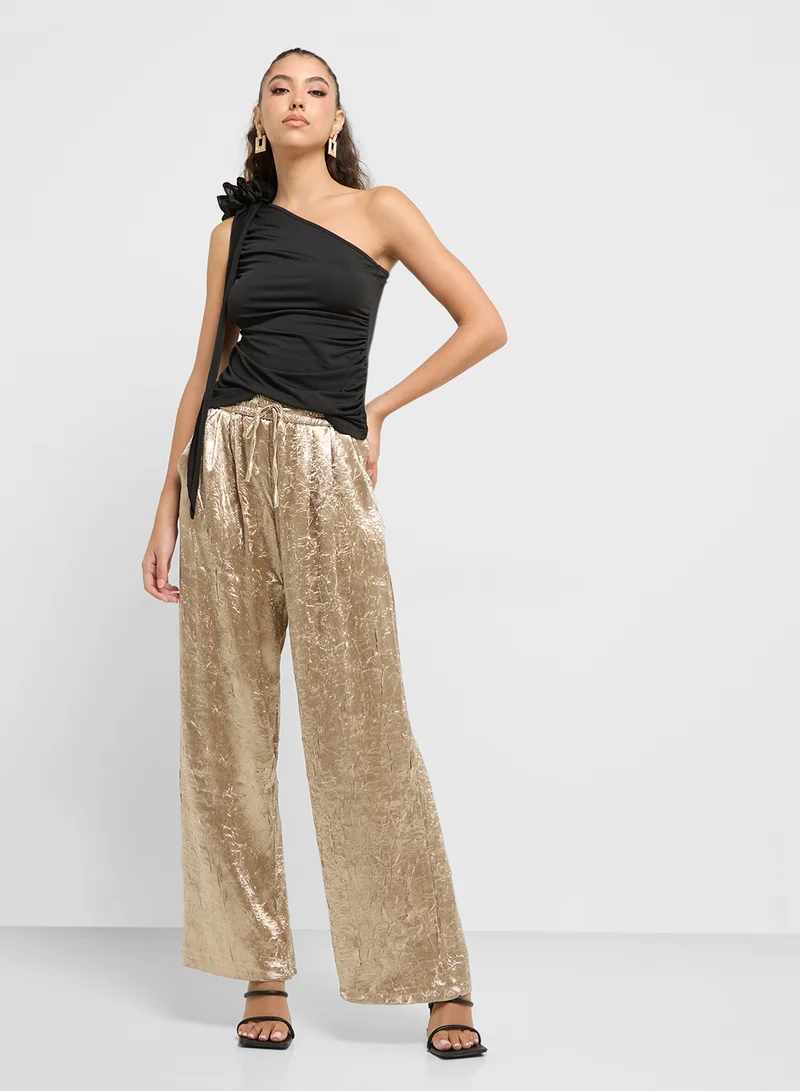 جينجر Crosage Detail One Shoulder Fitted Top