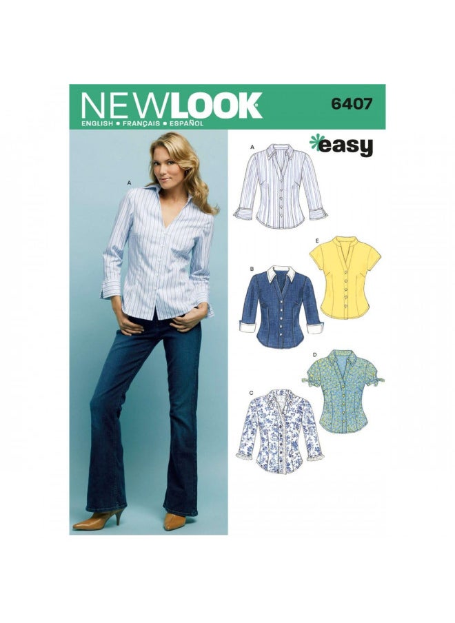 Simplicity Creative Group Inc - Patterns New Look Sewing Pattern 6407 Misses Tops, Size A (10-12-14-16-18-20-22)  - Image 1