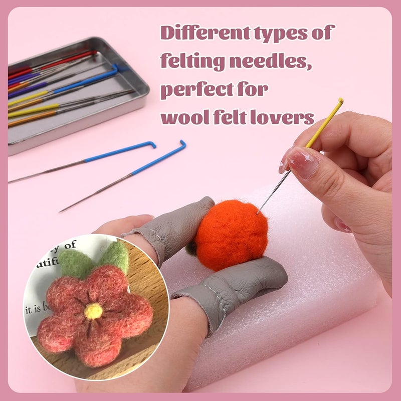 JUPEAN 18 Pieces Wool Felting Needles 6 Colors Needle Felting Tools Wool Triangular Felting Needles with Iron Box for Wool Felting 36 Gauge, 38 Gauge, 40gauge - Image 4