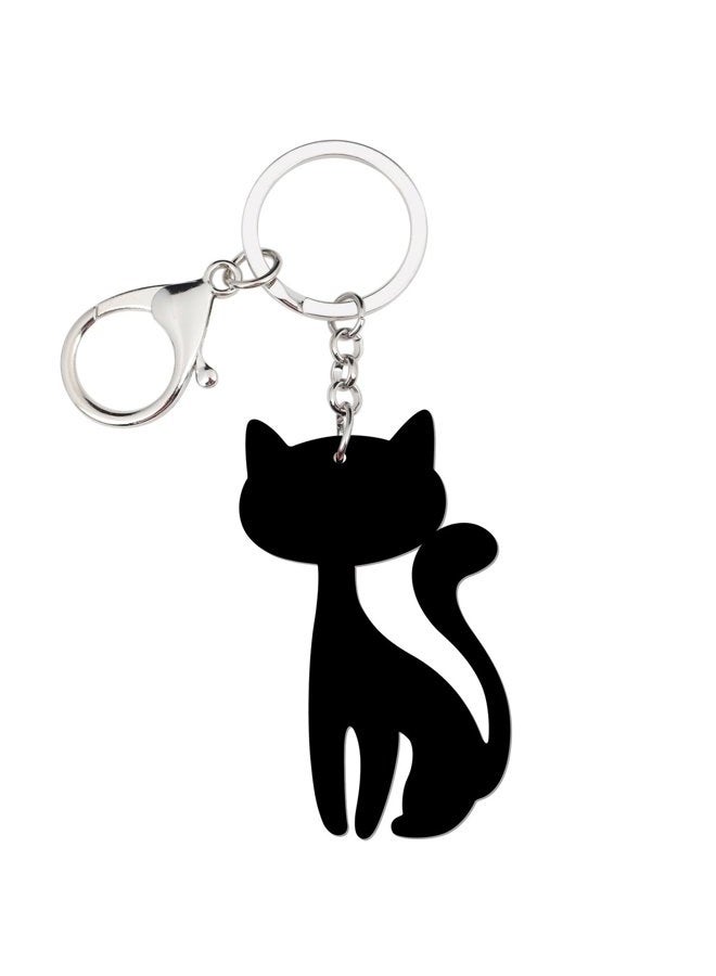 BONSNY Acrylic Cat Key Chains For Women Car Purse Bag Rings Pendant Girl Gift Charms, Multicoloured, 67mm x 40mm - Image 5