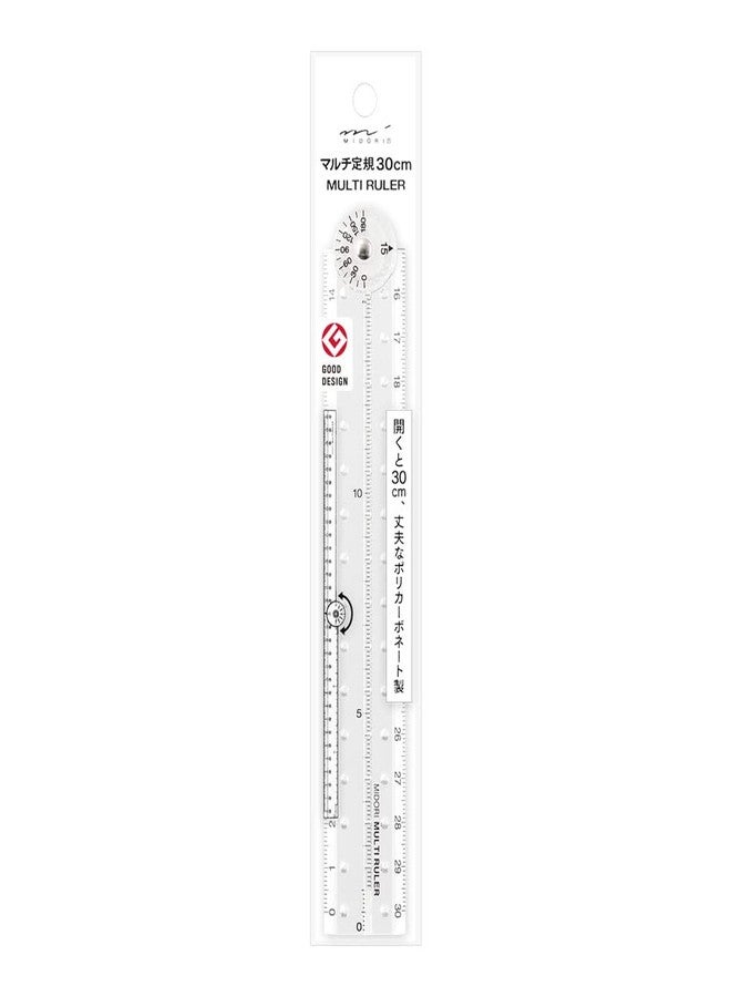 Midori DESIGNPHIL 42266006 Multi Ruler, 11.8 inches (30 cm), Transparent - Image 1