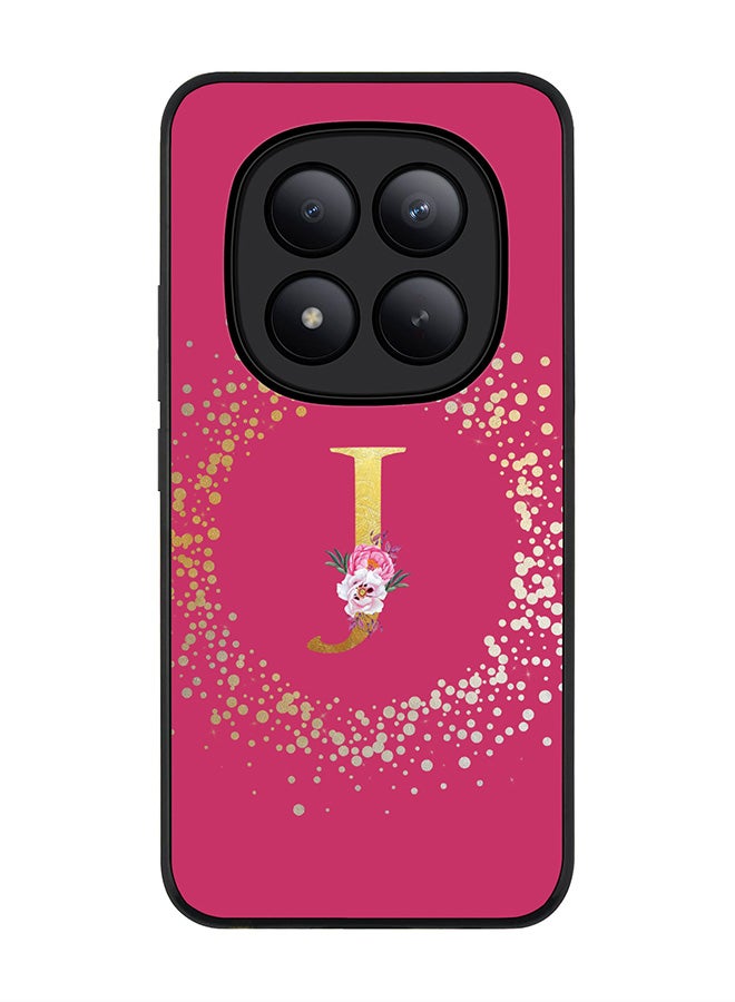 For Xiaomi Redmi Note 15 Pro+ / Poco M8 Pro Case,Slim fit Camera Protection, Shockproof Thin Phone cover  - Custom Monogram Floral - J ( Deep Pink )