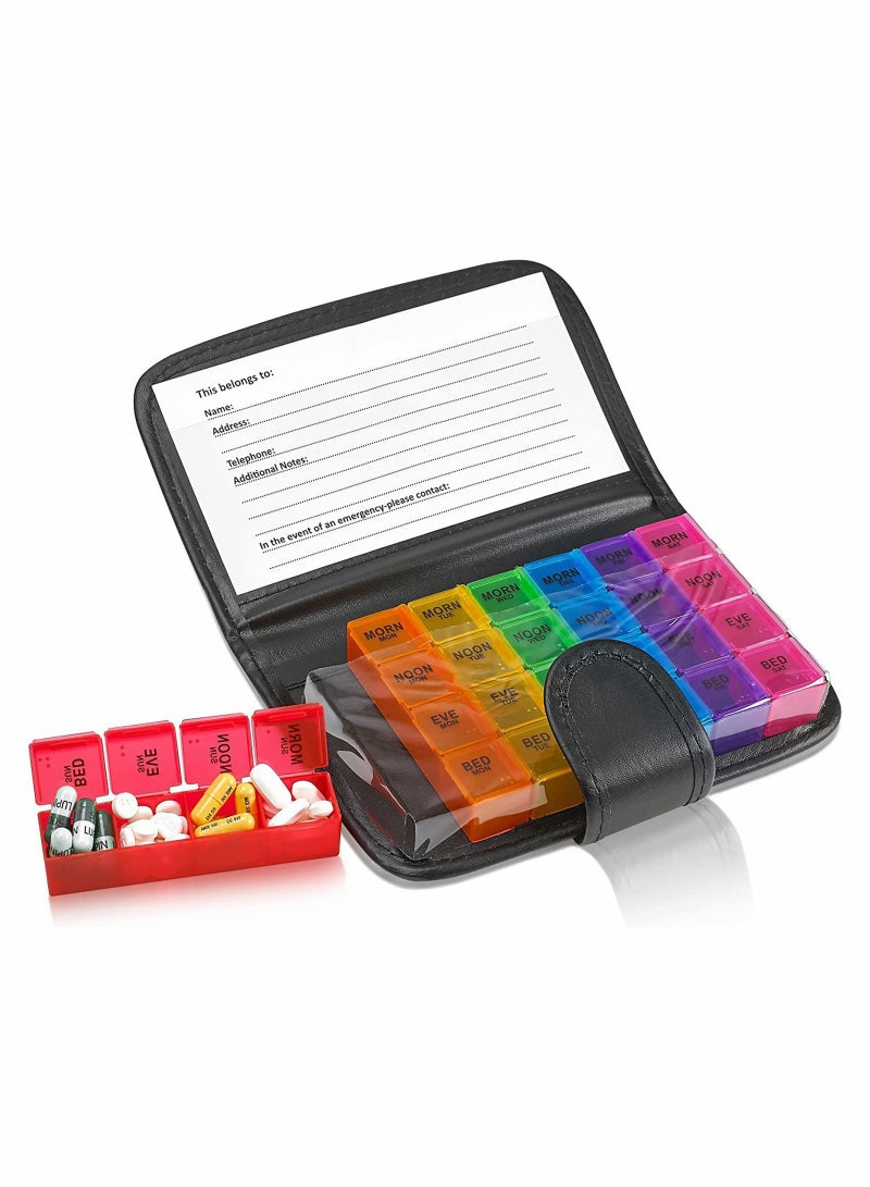 Portable 7 Day Pill Organizer for 4 Daily Doses with Large Compartments and Moisture-Proof Design for Vitamins and Supplements - Image 1