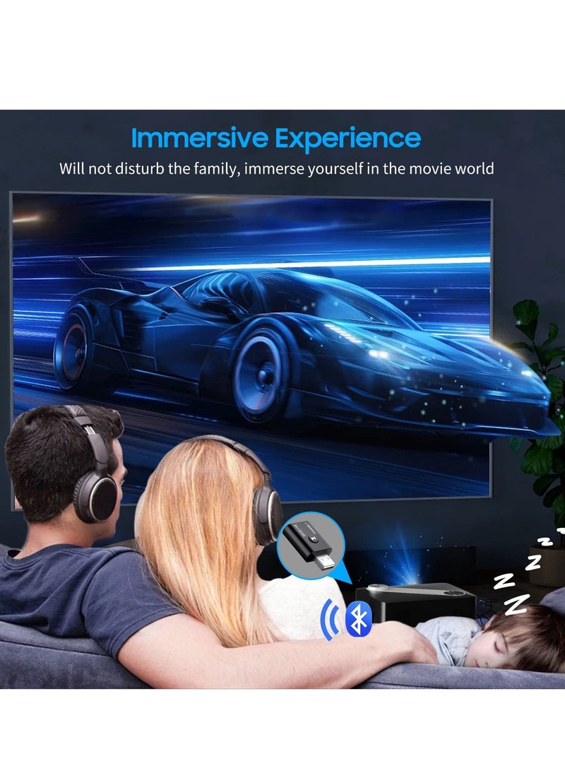 Excefore USB Bluetooth Adapter, 2 Pcs Bluetooth 5.0 Transmitter Receiver 2 in 1 Wireless Bluetooth Converter Built-in 2 3.5mm Audio Bluetooth for TV, Home Stereo, Car Stereo, Headphones, Speakers, PC - Image 2