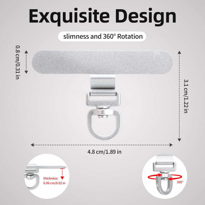 Yojaro 360Â° Rotating Stainless Steel Phone Tether Tab (Silvery 3-Pack) - Universal for iPhone & Other Phones (Fits Wristbands/Necklaces/Crossbody Straps) - Image 2