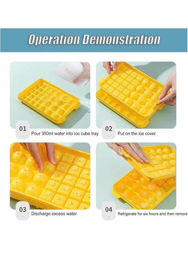 HOMESTAR Ice Cube Tray with Lid and Bin for Freezer,Round square ice cube molds Freezer, tray Container Making 66PCS Sphere Chilling Cocktail Whiskey Tea Coffee Wearing spoon  - Image 5