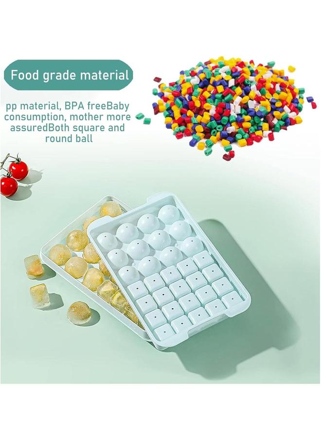 HOMESTAR Ice Cube Tray with Lid and Bin for Freezer,Round square ice cube molds Freezer, tray Container Making 66PCS Sphere Chilling Cocktail Whiskey Tea Coffee Wearing spoon  - Image 4
