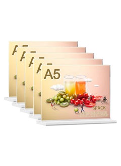 Excefore Acrylic Sign Holder A5 T-Shape Advertising Display Clear Menu Card for Photo Office Restaurant Cafe  Shop (A5 5 Pack)  - Image 1