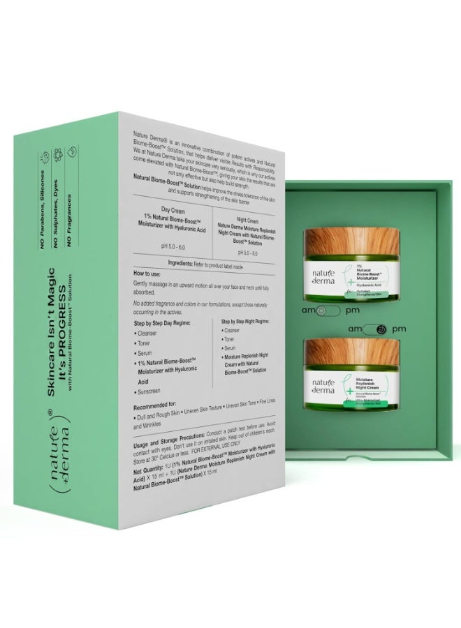 ديرما الطبيعة كريم ليلي ونهاري مع المعزز الحيوي الطبيعي ™ ™ ™ ®يقلل من الشحوب والخطوط الرفيعة والتجاعيد ®يرطب ويقوي البشرة من أجل بشرة أكثر صحة ™30 مل ®مجموعة كومبو مرطب - Image 2