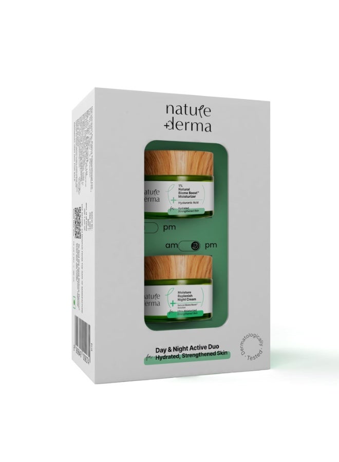 ديرما الطبيعة كريم ليلي ونهاري مع المعزز الحيوي الطبيعي ™ ™ ™ ®يقلل من الشحوب والخطوط الرفيعة والتجاعيد ®يرطب ويقوي البشرة من أجل بشرة أكثر صحة ™30 مل ®مجموعة كومبو مرطب - Image 1
