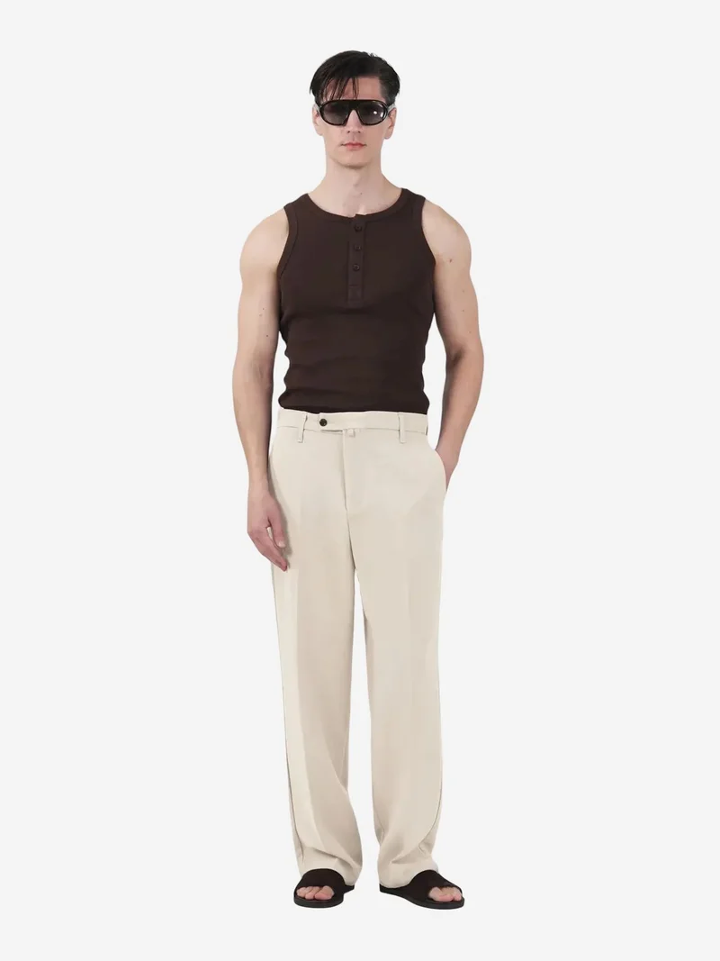 جيستو GIESTO Mid Waist Straight Leg Tailored Trousers