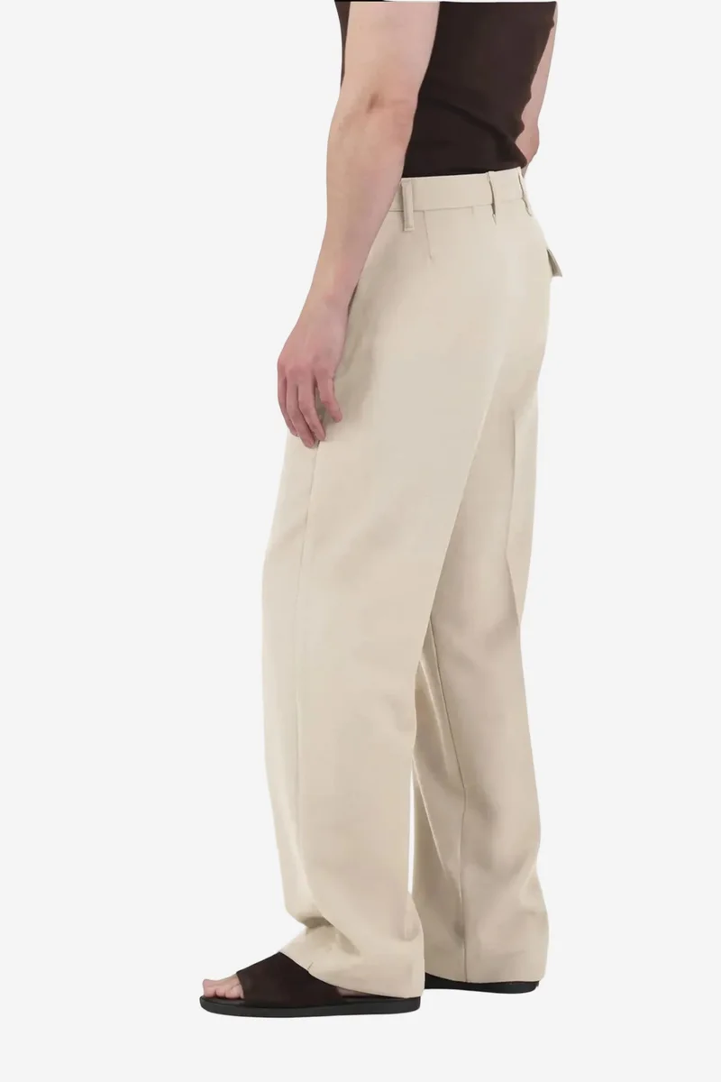 Giesto Beige Natural GIESTO Mid Waist Straight Leg Tailored Trousers for Men | Best Price UAE