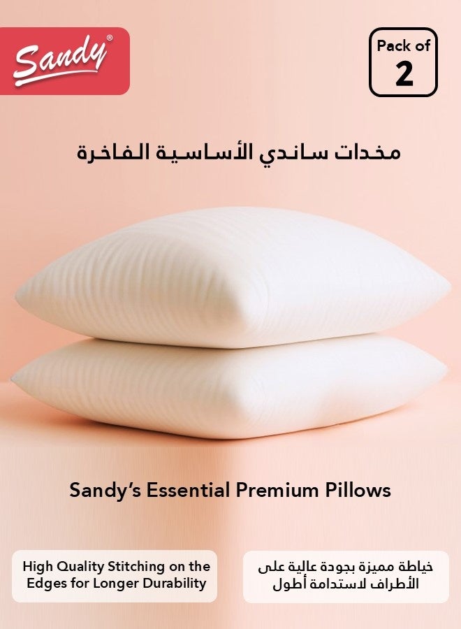 Sandy Bed Pillow 1 Kg, Soft Hollow Fiber Filling, Size 50x75 cm, Soft Brushed Microfiber Cover, Healthy Design For Neck & Spine, Hotel Striped (Pack of 2) - Image 5