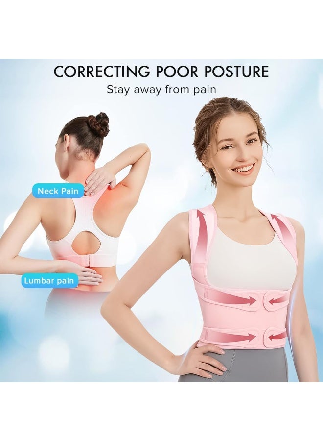 Yakiter Back Brace, Yakiter Upgraded Full Back Brace Support, Posture Corrector for Women and Men, Adjustable Shoulder Straightener for Improving Back Posture, Relieves pain, Lumbar,Shoulder Pain (Pink) - Image 4