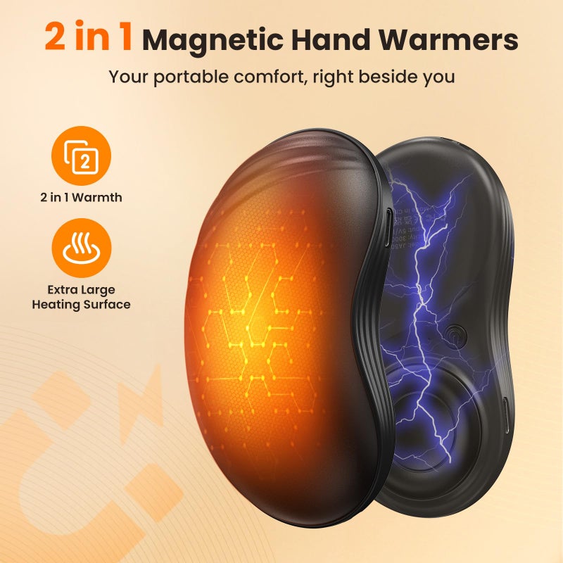 FZIFZI Hand Warmers Rechargeable, Electric Hand Warmers with Fidget Spinner, 2 Pack 6000mAh Reusable Charging Handwarmers, Magnetic Pocket Heater Gifts for Women, Men, Outdoor, Hunting, Fishing, Golf Camping - Image 2