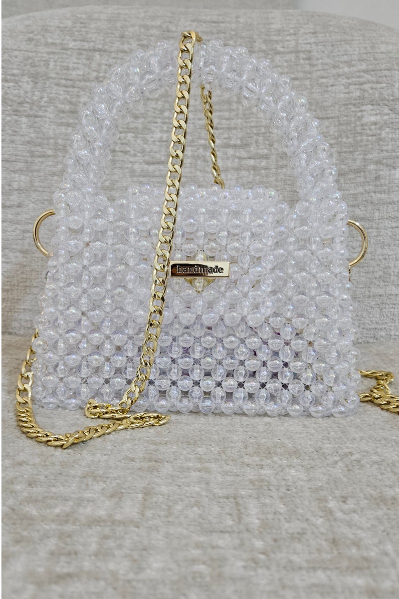Handmade Elegant Pearl beaded hand/ shoulder/ crossbody bag for women - Image 3