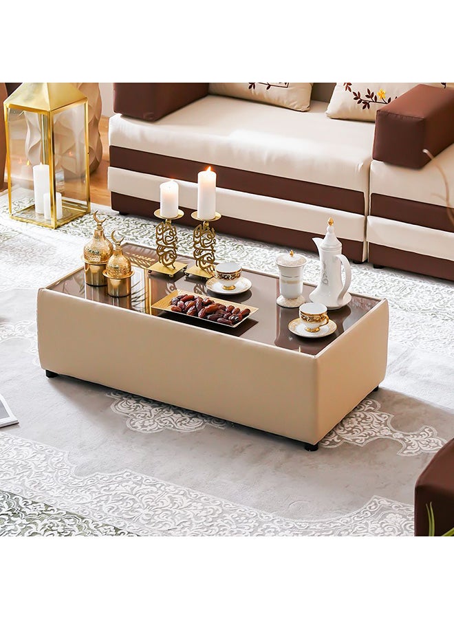 DANUBE HOME Majlis Coffee Table |Outdoor Desk | All Weather 1 Piece Center Table | Modern Design Furniture For Balcony Outdoor Garden Bench Seating Terrace Lawn Patio Poolside - Brown - Image 1