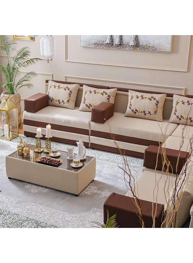 DANUBE HOME Majlis Coffee Table |Outdoor Desk | All Weather 1 Piece Center Table | Modern Design Furniture For Balcony Outdoor Garden Bench Seating Terrace Lawn Patio Poolside - Brown - Image 5